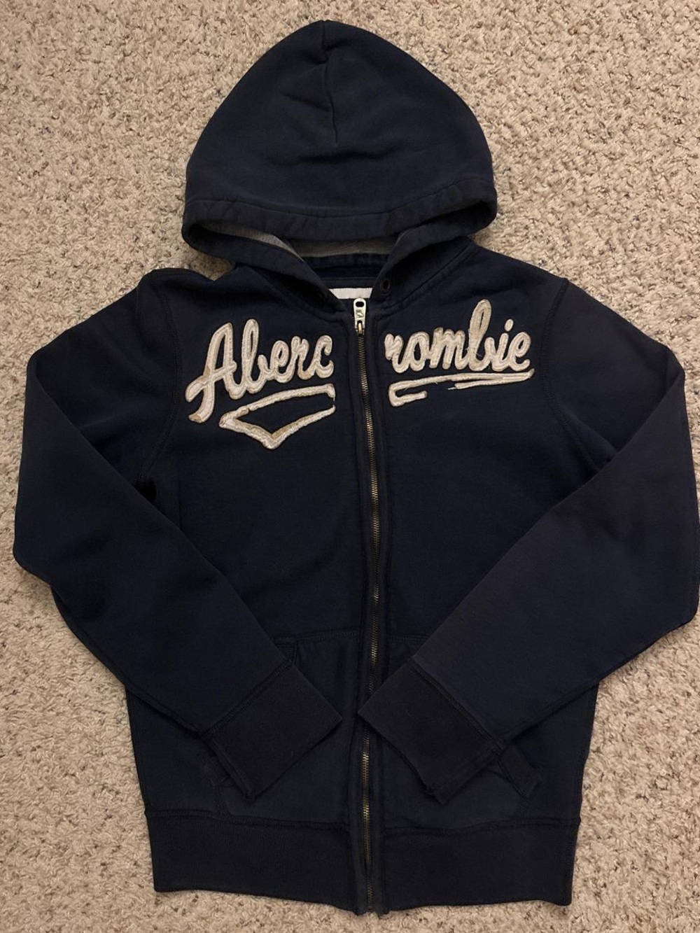 Abercrombie Womens VTG Navy Zip-Up Hoodie
